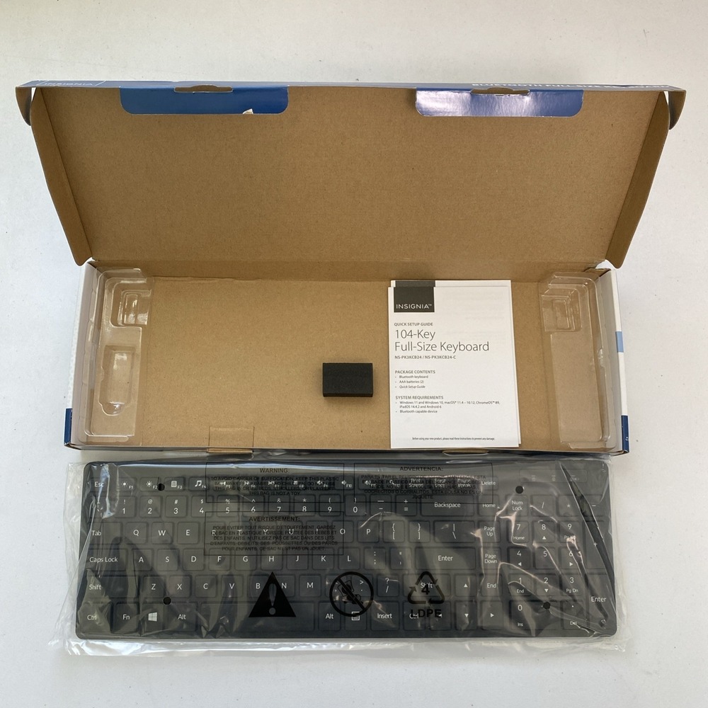Insignia‎ - Full-size Bluetooth Scissor Switch Keyboard - NS-PK3KCB2- Black